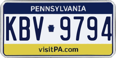 PA license plate KBV9794