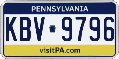 PA license plate KBV9796