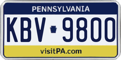 PA license plate KBV9800