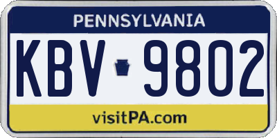 PA license plate KBV9802