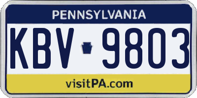 PA license plate KBV9803