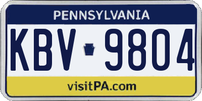 PA license plate KBV9804