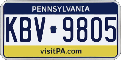PA license plate KBV9805