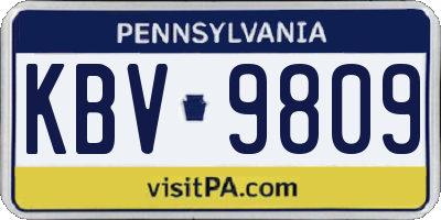 PA license plate KBV9809