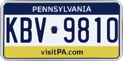 PA license plate KBV9810
