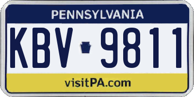 PA license plate KBV9811