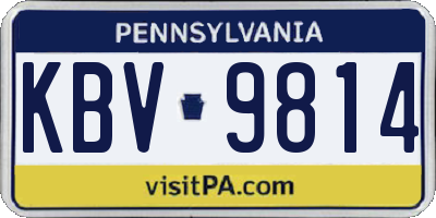 PA license plate KBV9814
