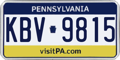PA license plate KBV9815