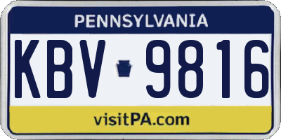 PA license plate KBV9816
