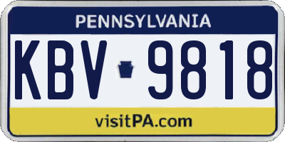 PA license plate KBV9818