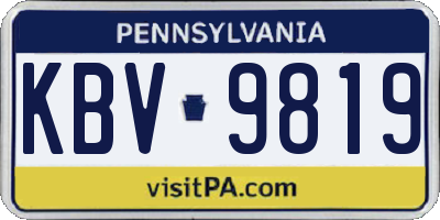 PA license plate KBV9819