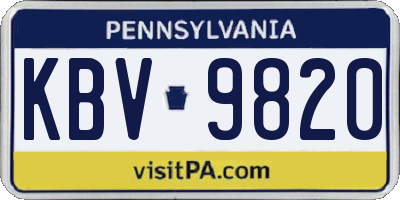 PA license plate KBV9820