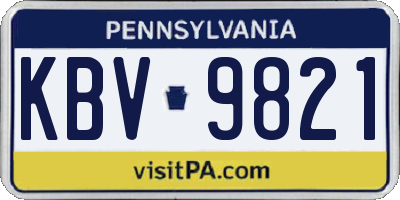 PA license plate KBV9821