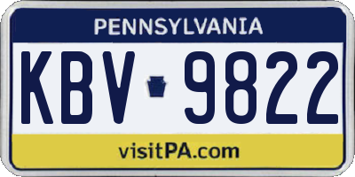 PA license plate KBV9822