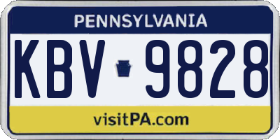 PA license plate KBV9828