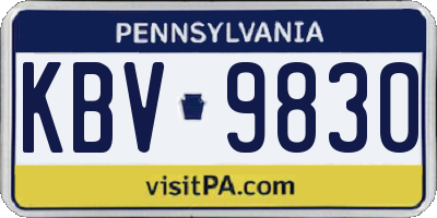 PA license plate KBV9830