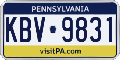 PA license plate KBV9831