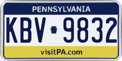 PA license plate KBV9832