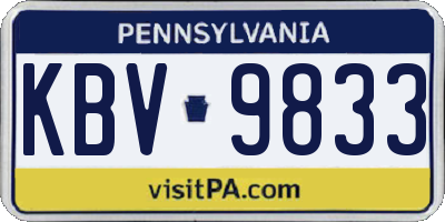 PA license plate KBV9833