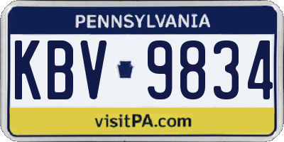PA license plate KBV9834