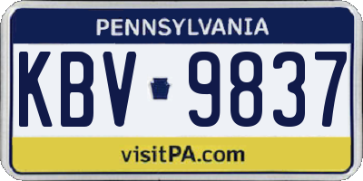 PA license plate KBV9837