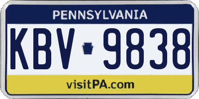 PA license plate KBV9838