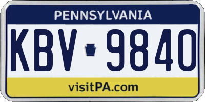 PA license plate KBV9840