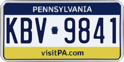 PA license plate KBV9841