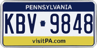 PA license plate KBV9848