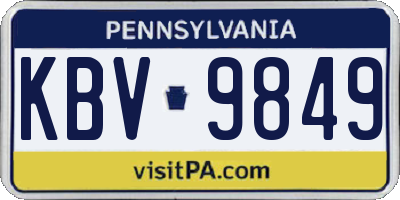 PA license plate KBV9849
