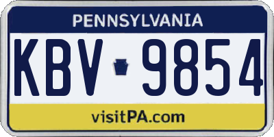 PA license plate KBV9854