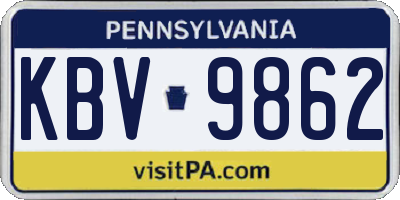 PA license plate KBV9862