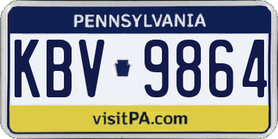 PA license plate KBV9864