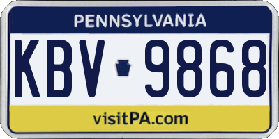 PA license plate KBV9868