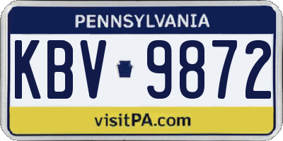PA license plate KBV9872