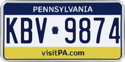PA license plate KBV9874