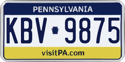 PA license plate KBV9875