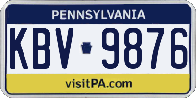 PA license plate KBV9876