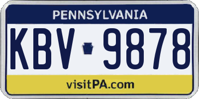 PA license plate KBV9878