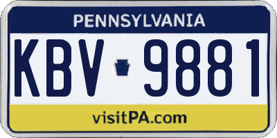 PA license plate KBV9881