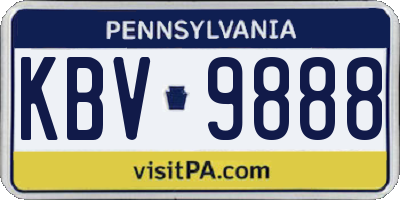 PA license plate KBV9888