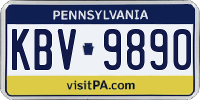 PA license plate KBV9890