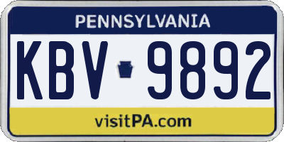 PA license plate KBV9892