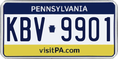 PA license plate KBV9901