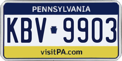 PA license plate KBV9903