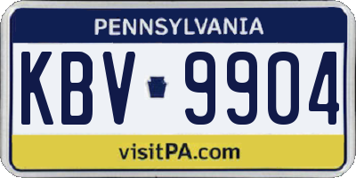 PA license plate KBV9904