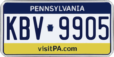 PA license plate KBV9905