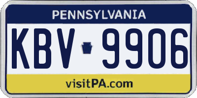 PA license plate KBV9906