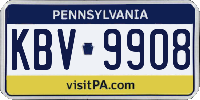 PA license plate KBV9908