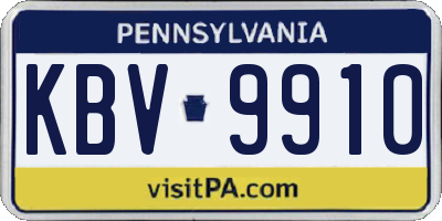PA license plate KBV9910